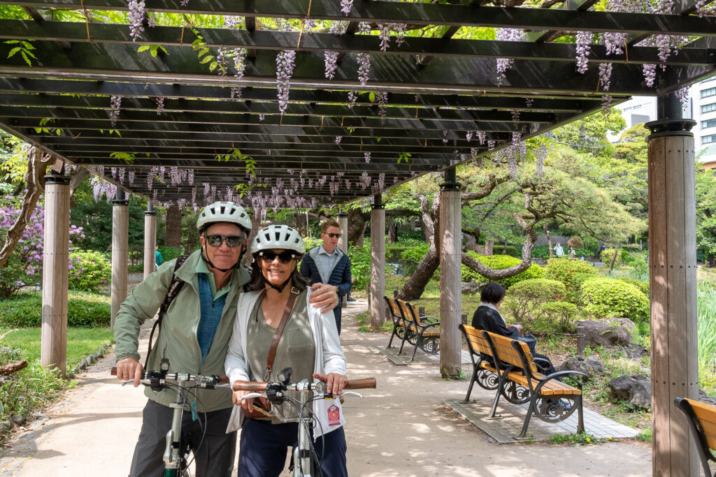 Cycling on a breezy spring day.