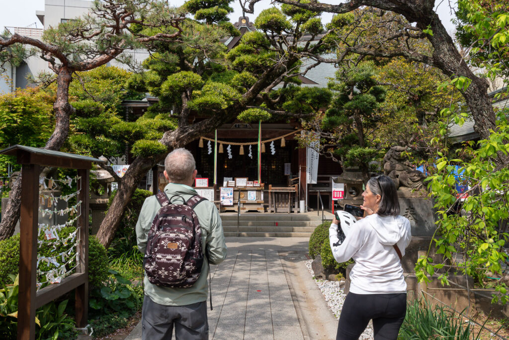 At a relaxing local shrine.