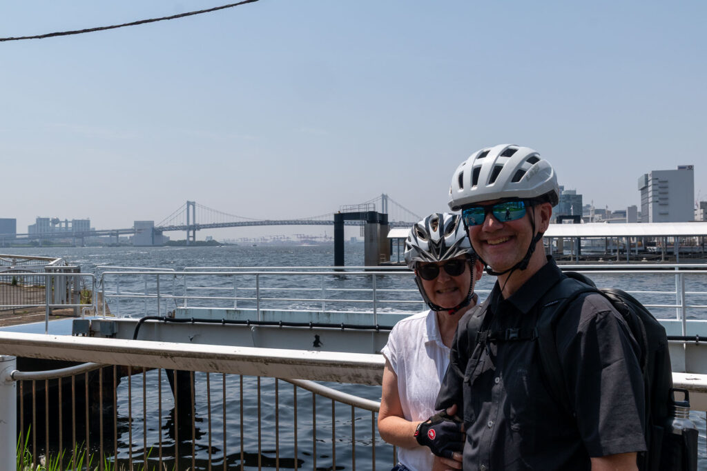 Enjoy the great view of Rainbow Bridge in Tokyo.
