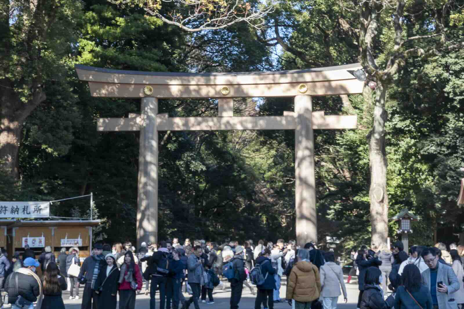 A torii gate at Meiji Shrine