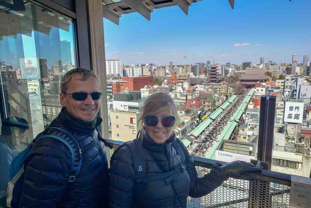 a stunning view from the terrace of the Asakusa Culture and Tourist Information Center
